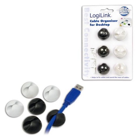 LogiLink Cable Organizer for Desktop - Black/White