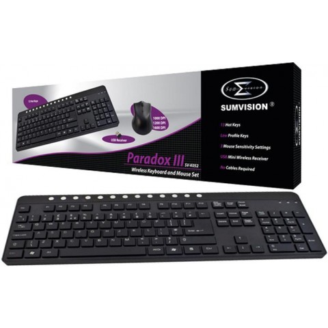 Sumvision Paradox III 2.4GHz Wireless Slim Keyboard and Optical Mouse Set