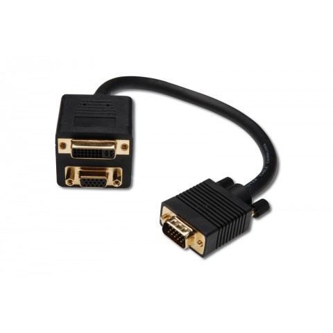 VGA Splitter cable, HD15 - DVI-I(24+5) + HD15