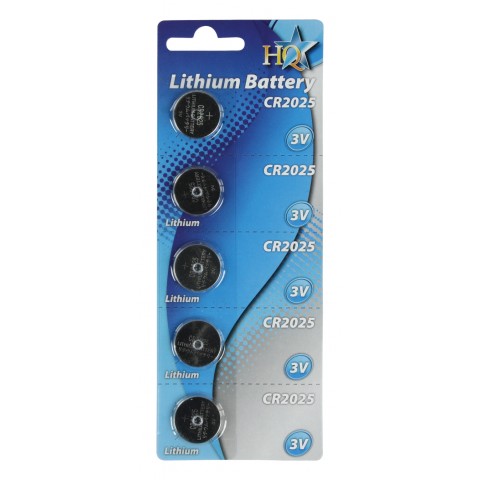 HQ CR2025 Lithium Batteries 3Volts - 5 Pack 