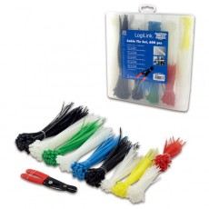 LogiLink Cable Tie Set with Cable Cutter - Assorted Colours & Sizes - 600 Pack