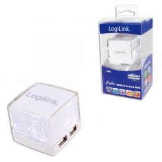 LogiLink USB 2.0 4 Port Illuminated Cube Hub - White