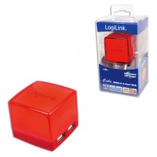 LogiLink USB 2.0 4 Port Illuminated Cube Hub - Red