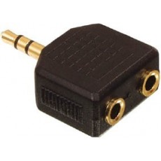 3.5mm Stereo Plug to 2 x 3.5mm Sockets Adaptor Gold - Bag of 5pc