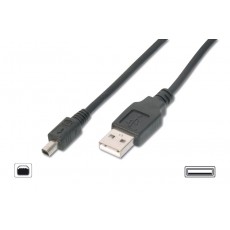 USB A Male - B Mini Male (Black) 1m