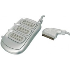 Scart Plug - 3 Gang Scart Box  with Individual Switches - Silver 