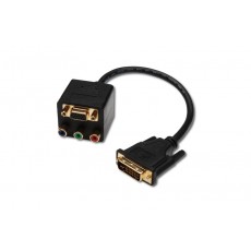 DVI-I Y-Splitter cable, DVI(24+5) - RCA + HD15 0.2m